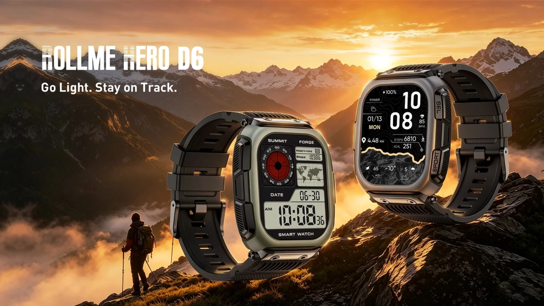 Захищений смарт-годинник Rollme Hero D6 з великим AMOLED-екраном