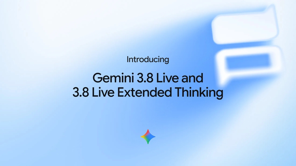 Slide officiel présentant Gemini 3.8 Live et Extended Thinking