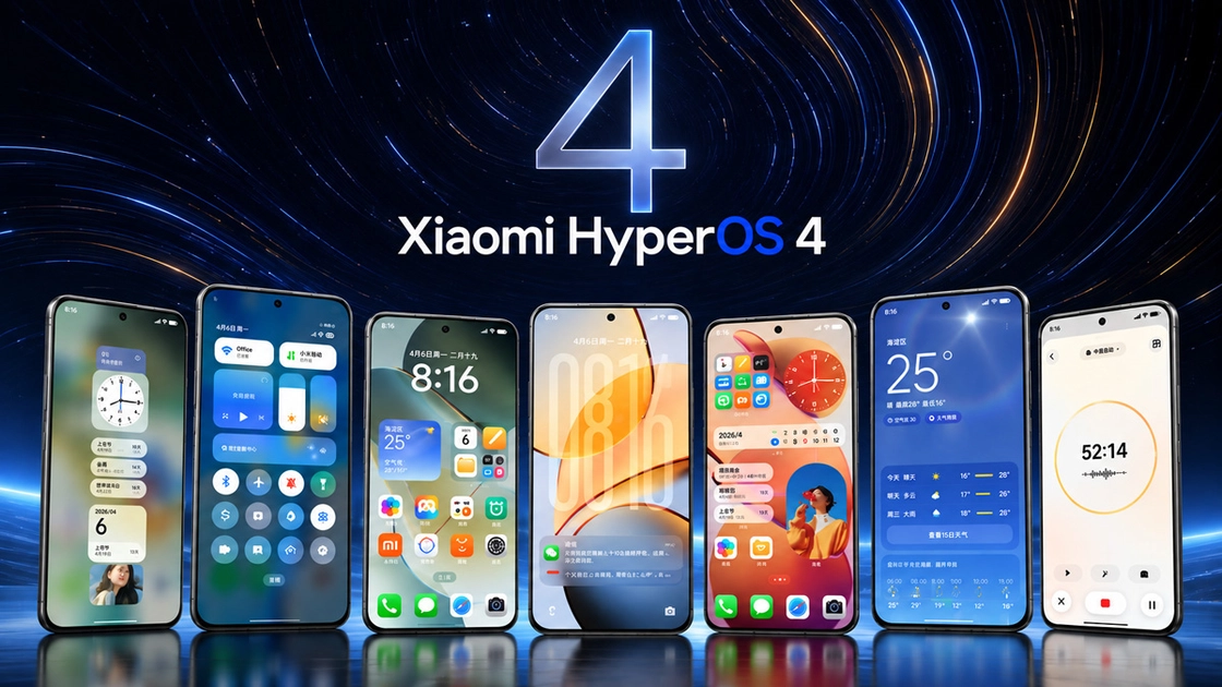 Xiaomi's HyperOS 4 rollout spans six waves from October 2026 to January 2027, covering phones, tablets, TVs, and wearables.