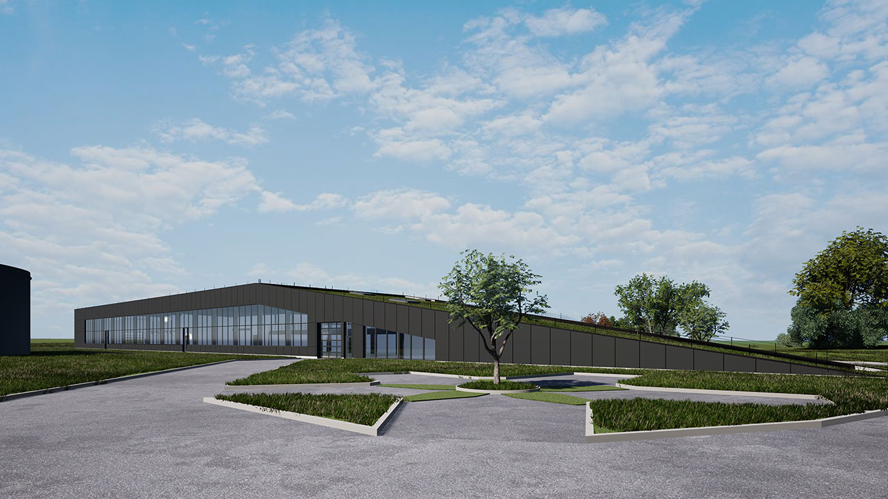 The glass walls of the new Bugatti atelier