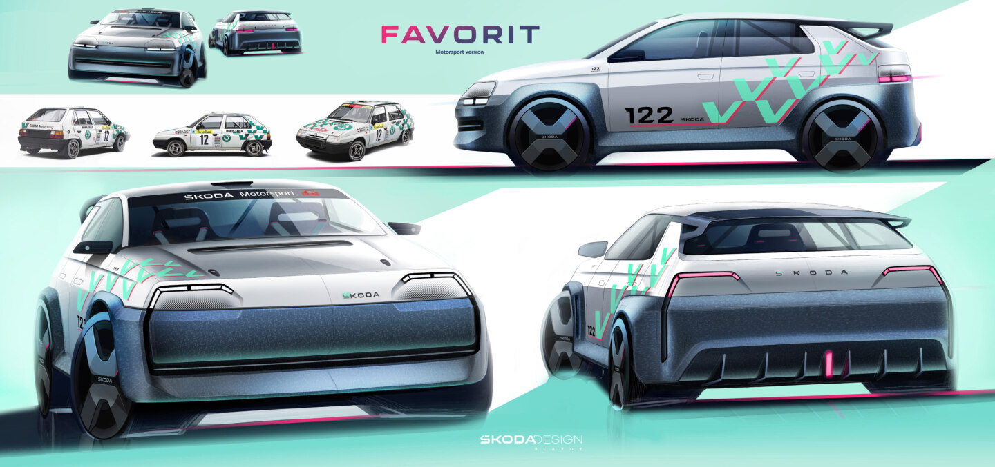Концепт гоночної версії сучасного Skoda Favorit. Ілюстрація: Людмил Славов (Ljudmil Slavov) / Skoda