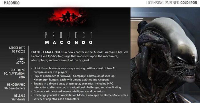 Leaked Disney confirmed development of co-operative action game Aliens: Fireteam Elite 2 - yet-to-be-announced game could be released next year-2