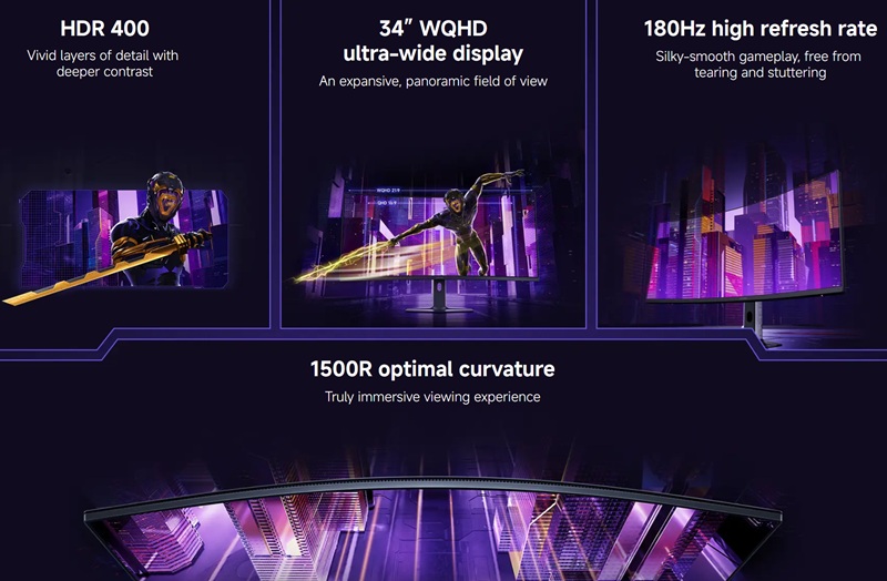 Xiaomi G34WQi 2026 gaming monitor on display