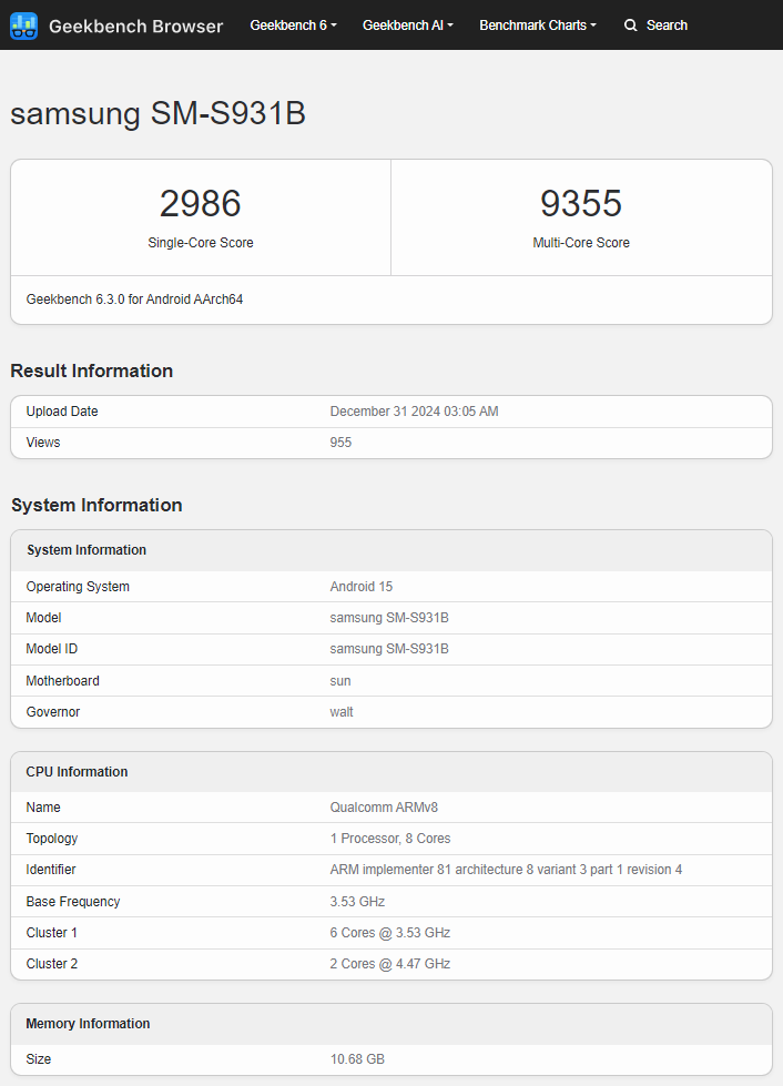 Galaxy S25 test results