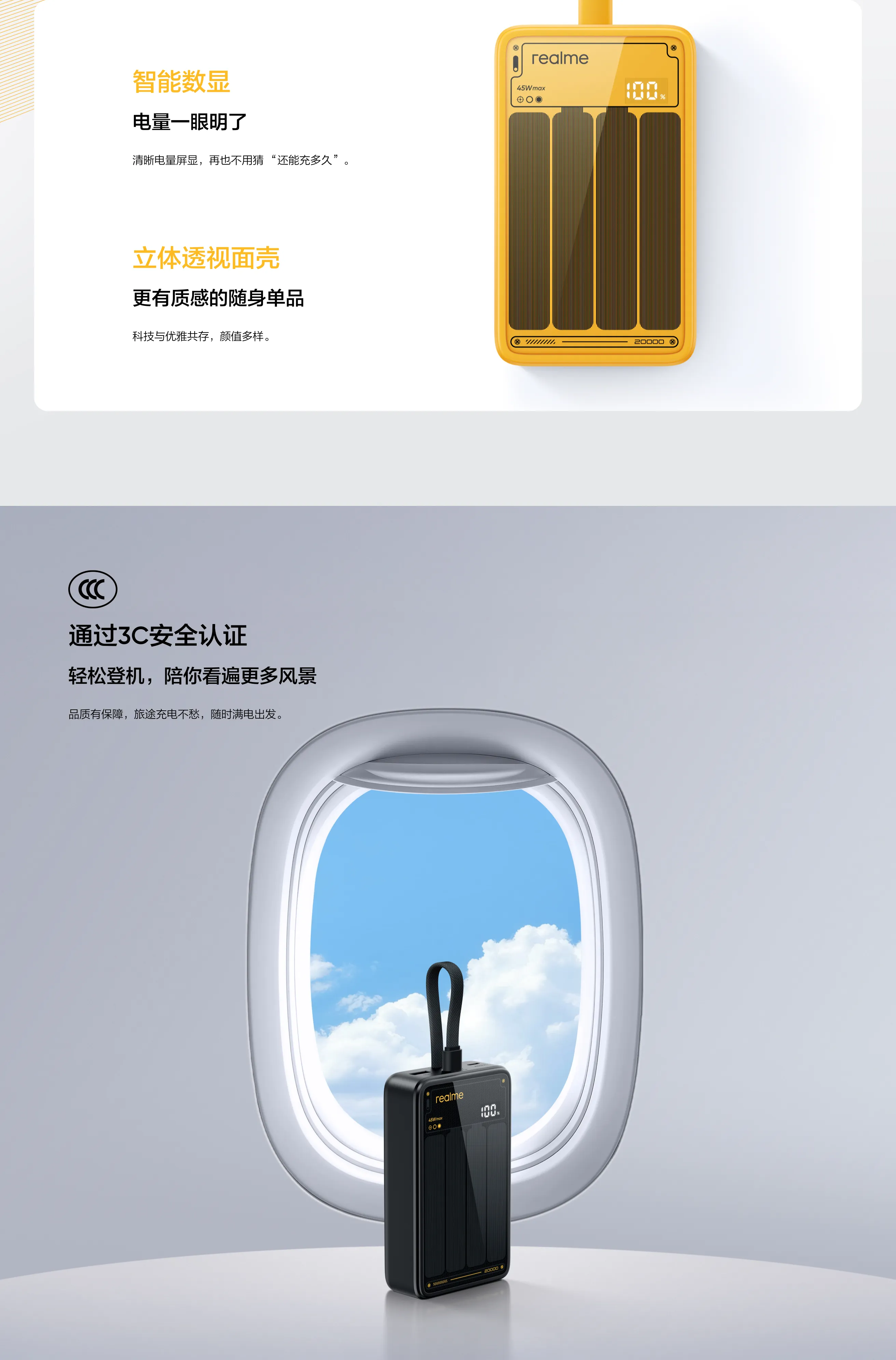 Realme 45W Power Bank - front view