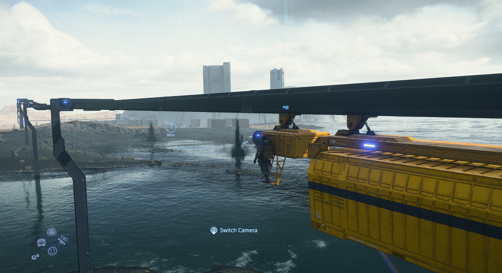 Scene with a monorail in Death Stranding 2
