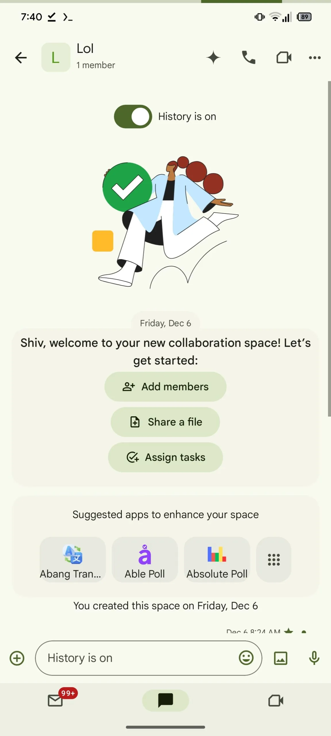 Image 1, Google Chat update