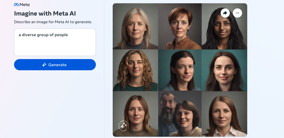 Meta AI a du mal à générer des images de personnes de races différentes