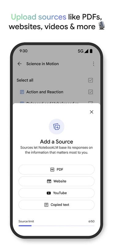Image de second écran de l'application NotebookLM
