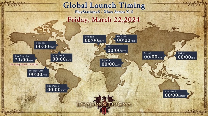 Capcom a révélé l'heure exacte et la date de sortie de Dragon's Dogma 2 dans différentes parties du monde.-3