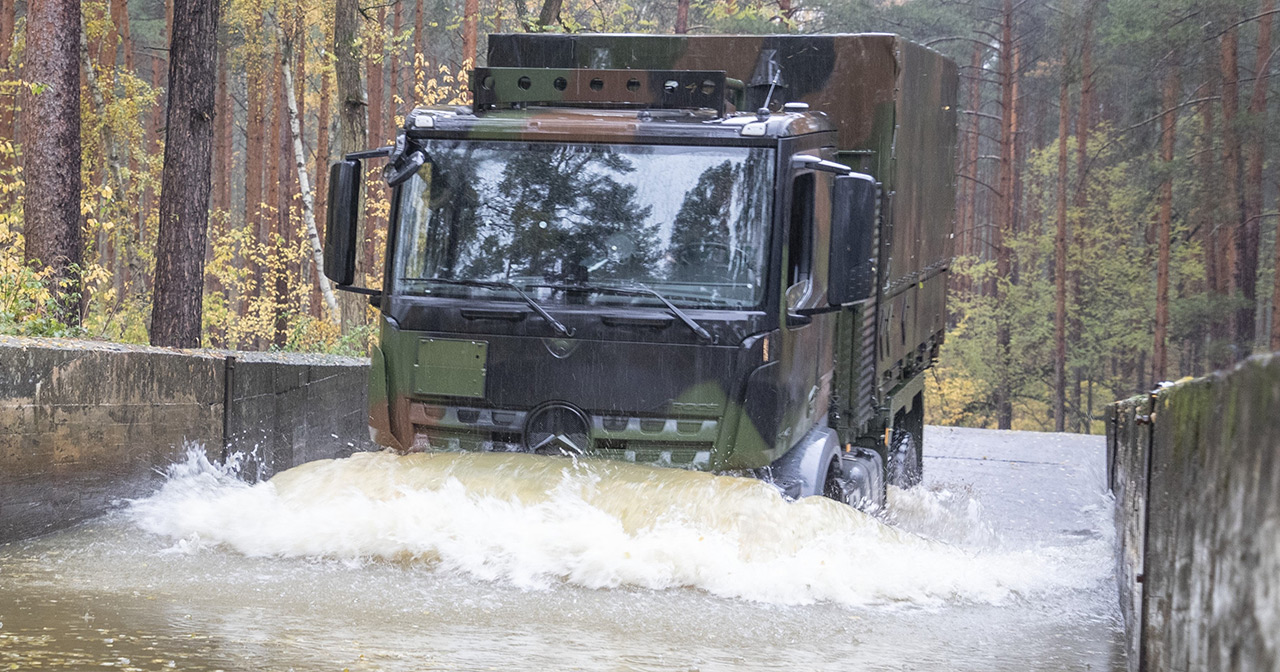 Mercedes-Benz Arocs lorry in the testing process