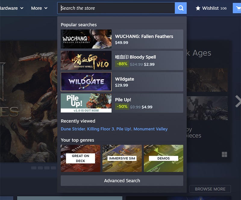 Updated Steam 2 shop menu