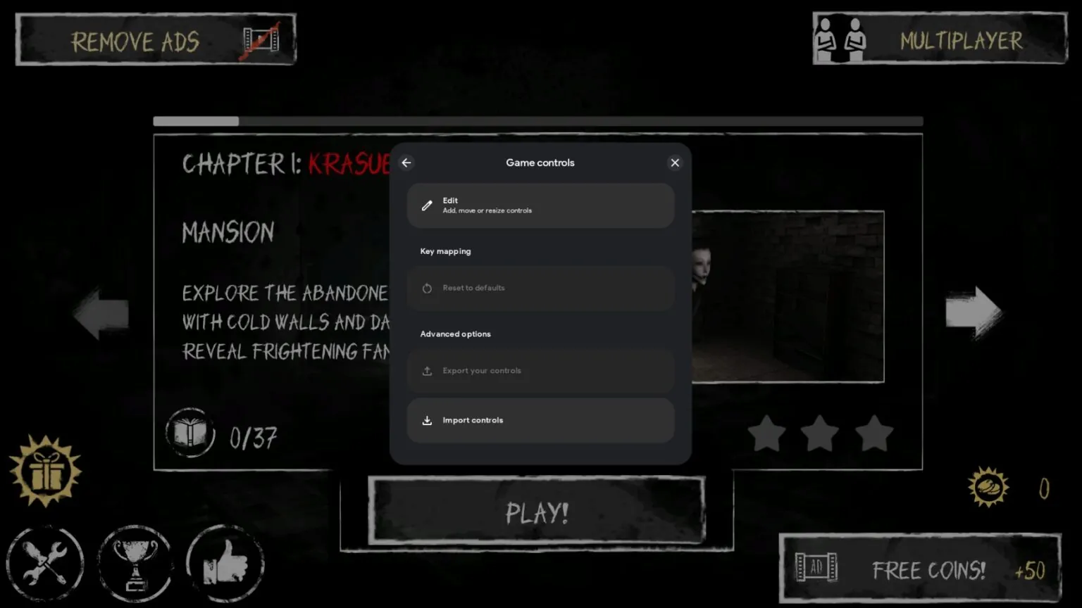 Control settings for games