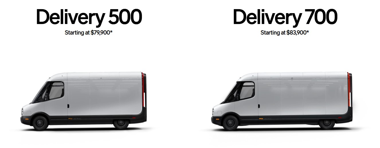 Rivian EDV 500 and Rivian EDV 700 in commercials