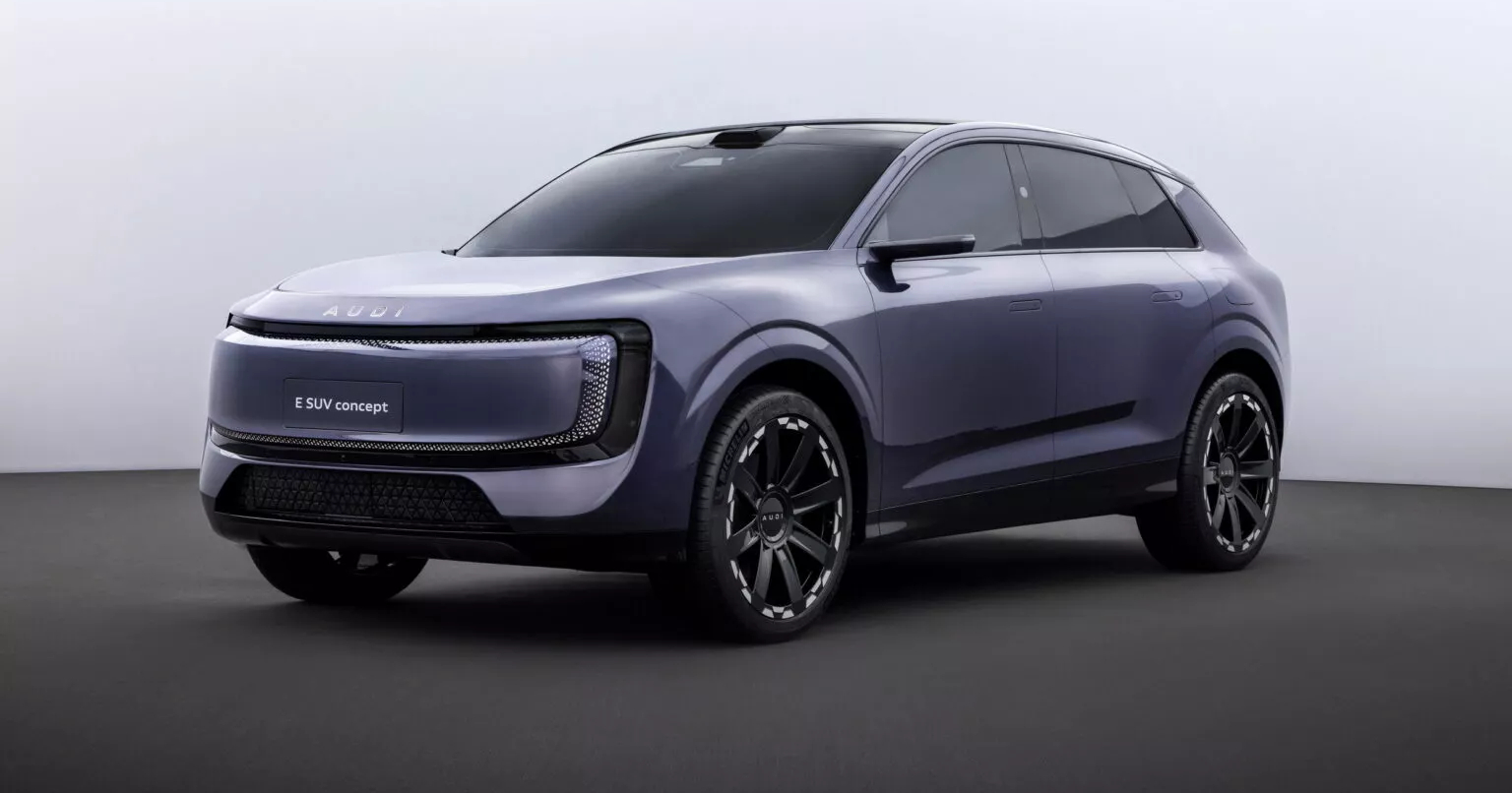 Rear and side view of AUDI E SUV
