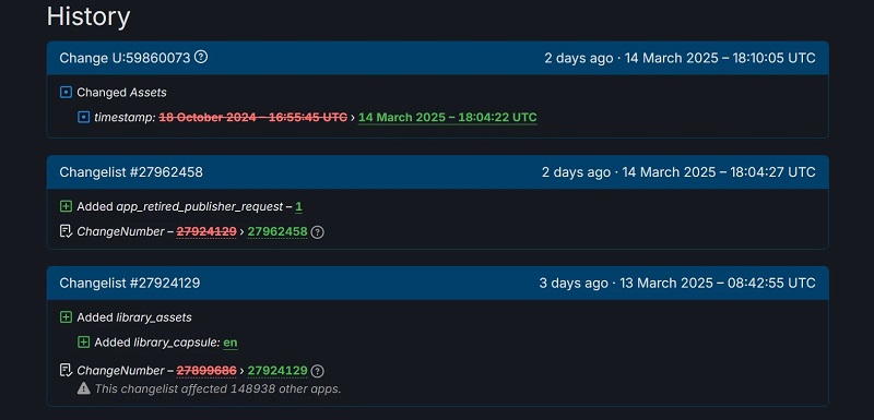 Screenshot from SteamDB page