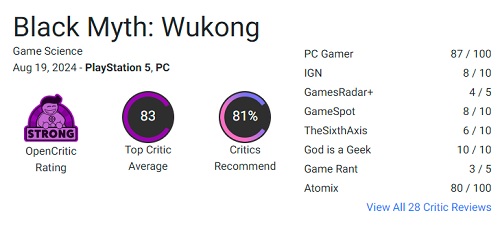 A great game and a superb debut: critics have praised the ambitious action game Black Myth: WuKong and recommend the game for reading-2