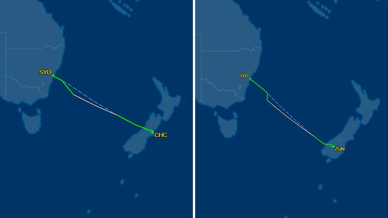 Illustration of civilian aircraft flight routes due to possible Chinese warship firing