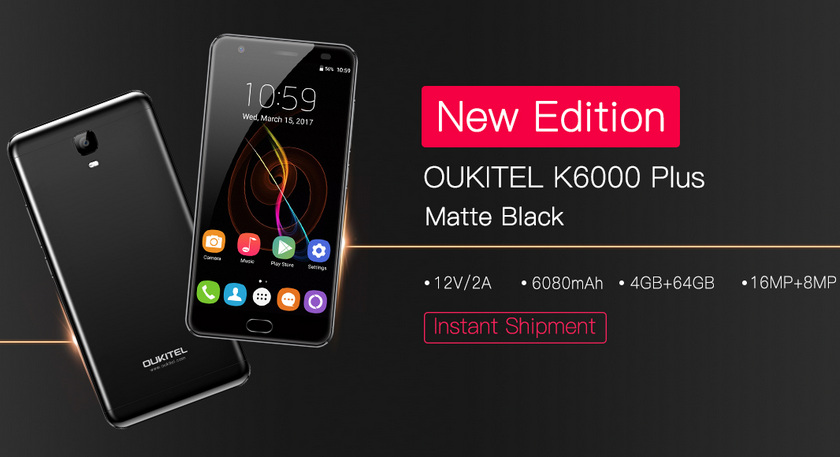 Долгожитель Oukitel K6000 Plus теперь в черном цвете K6000 Plus matte black.jpg
