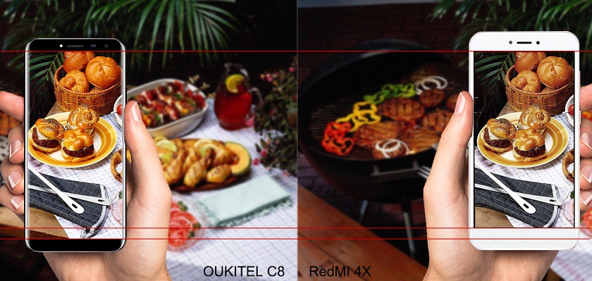 Безрамочный OUKITEL C8 против Xiaomi Redmi 4X-4 OUKITEL C8 3.jpg