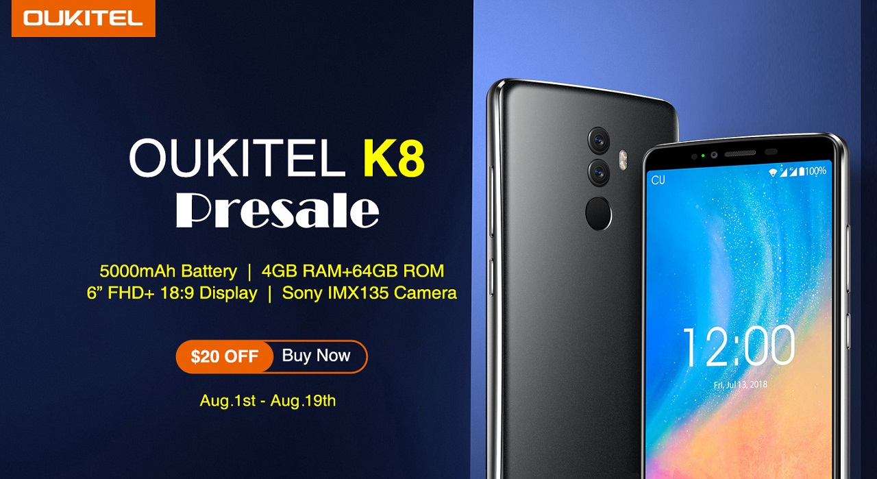 OUKITEL K8: начало мировых продаж и скидка $20 OUKITEL K8 presale.jpg