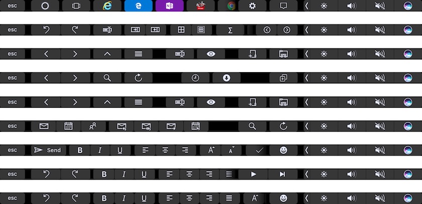 Так выглядит Touch Bar для разных приложений