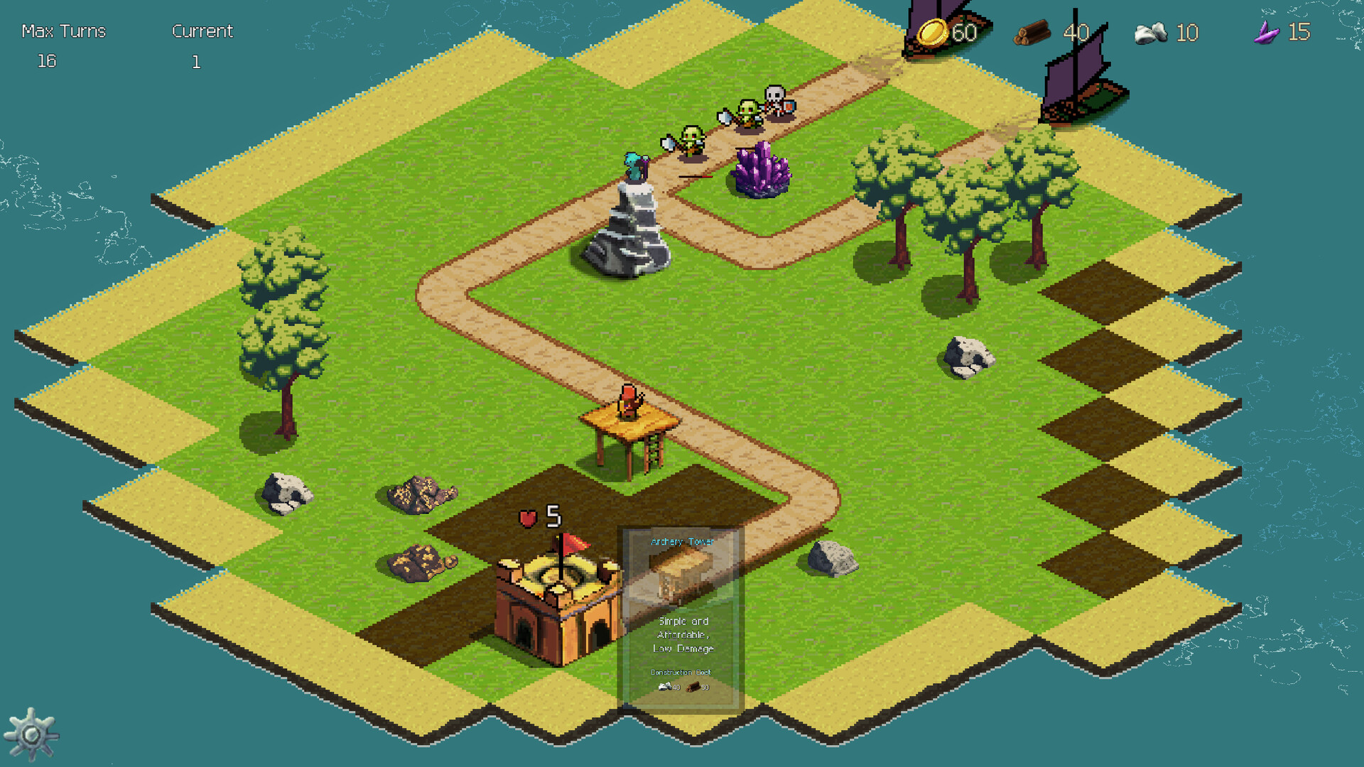 Screenshot of the game Guardian Grids on the map of the Ordinary Island
