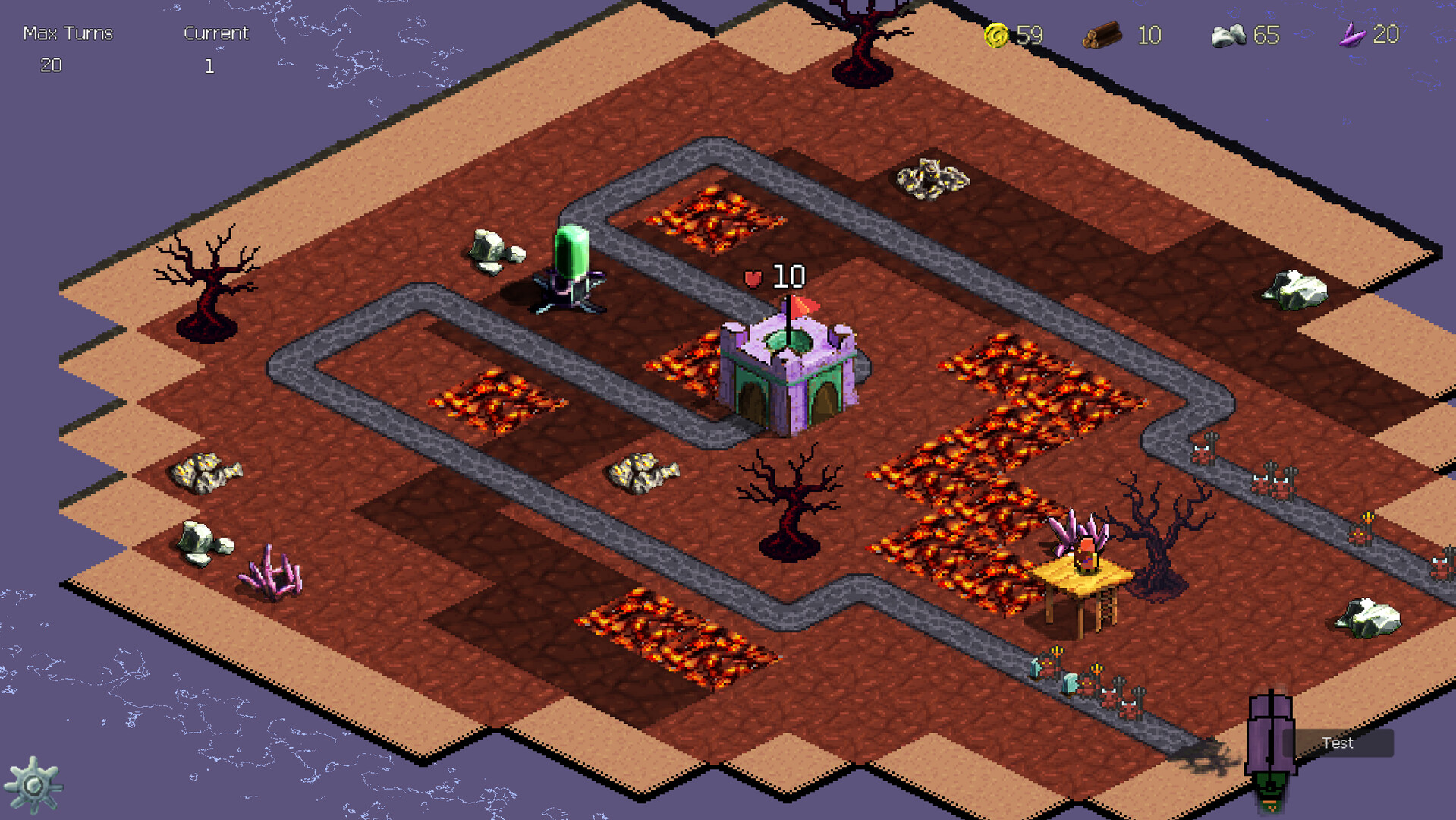 Screenshot of a map with card game elements in Guardian Grids