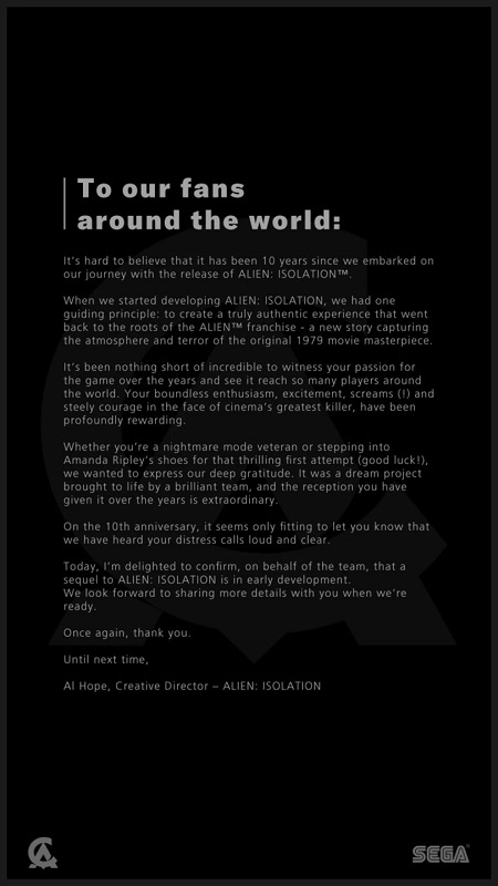 A fan's dream come true: Creative Assembly has confirmed the development of Alien: Isolation 2, a sequel to the cult horror game.-2