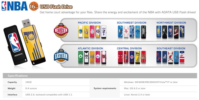 Флешки для любителей баскетбола ADATA NBA C802-2 Флешки для любителей баскетбола ADATA NBA C802-2