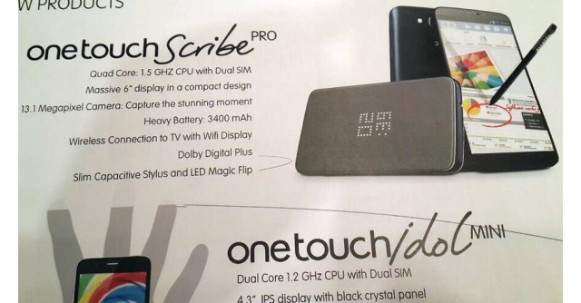 "Плафон" Alcatel One Touch Scribe Pro с 6-дюймовым экраном и перьевым вводом