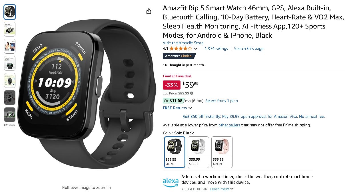 Screenshot of the Amazfit Bip 5