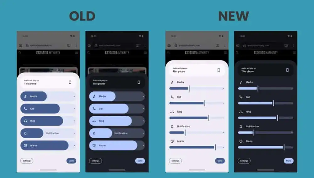 Android 16's new minimalistic volume slider