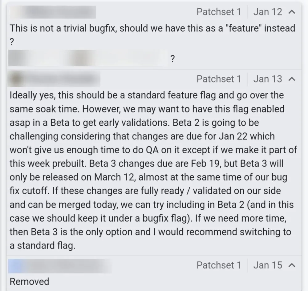 A comment that possibly reveals the release dates for the first three beta versions of Android 16