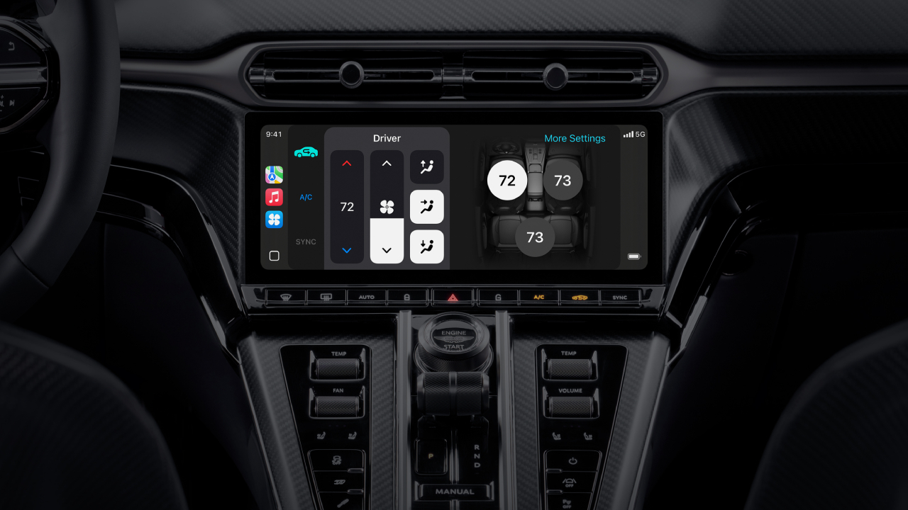 CarPlay Ultra dashboard with climate control