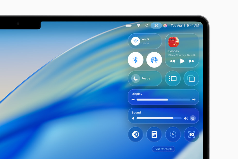 macOS Tahoe 26 - Control centre