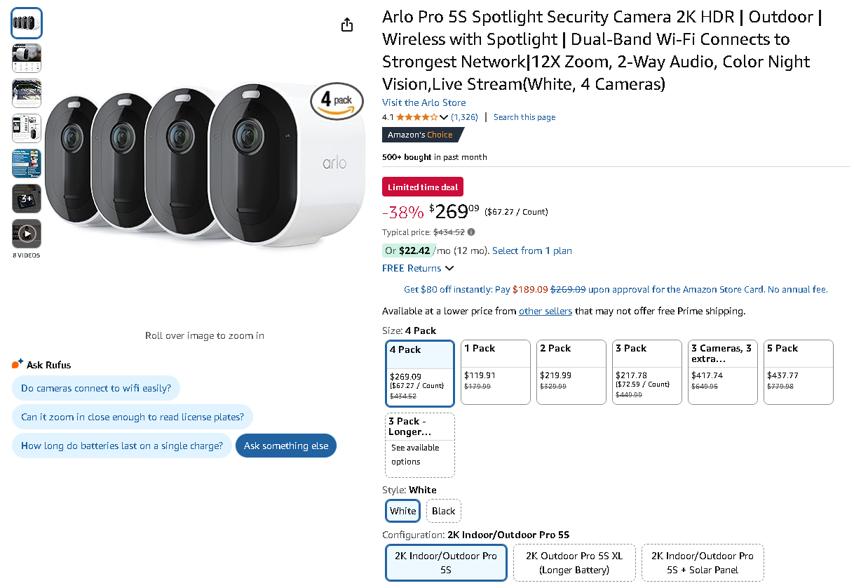 Arlo Pro 5S Camera Screenshot of the Arlo Pro 5S security camera