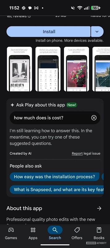 Example of interaction with a chatbot in an application