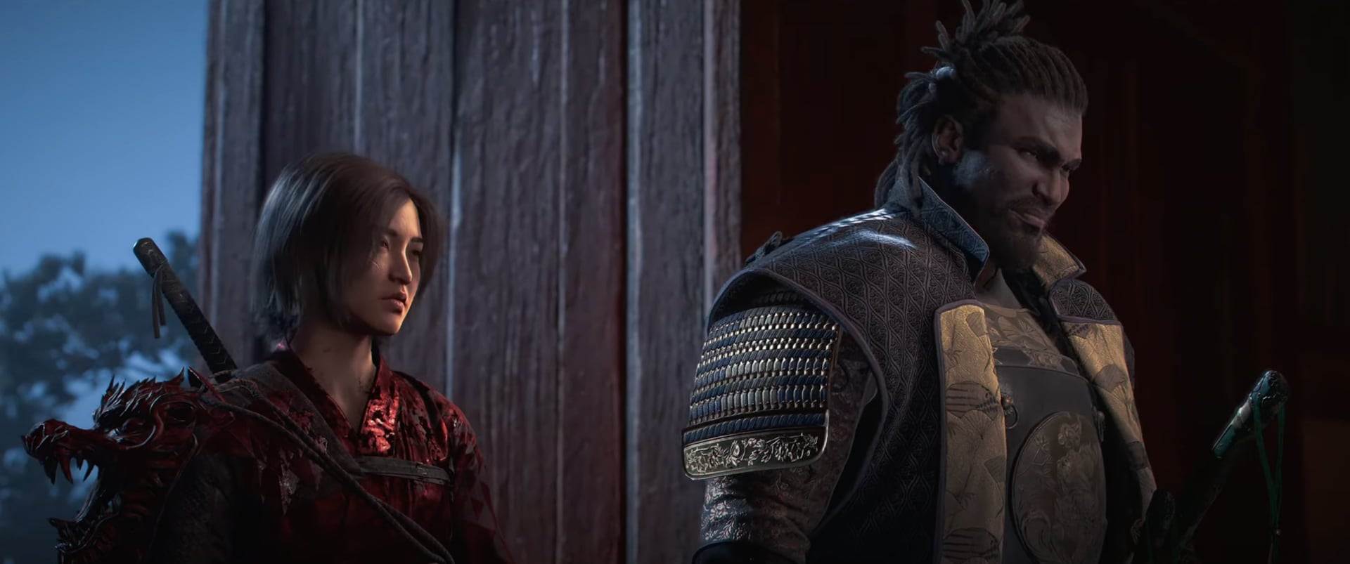 A still from the cutscene in Assassin's Creed Shadows