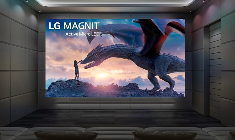 Close-up view of LG Magnit TV screen