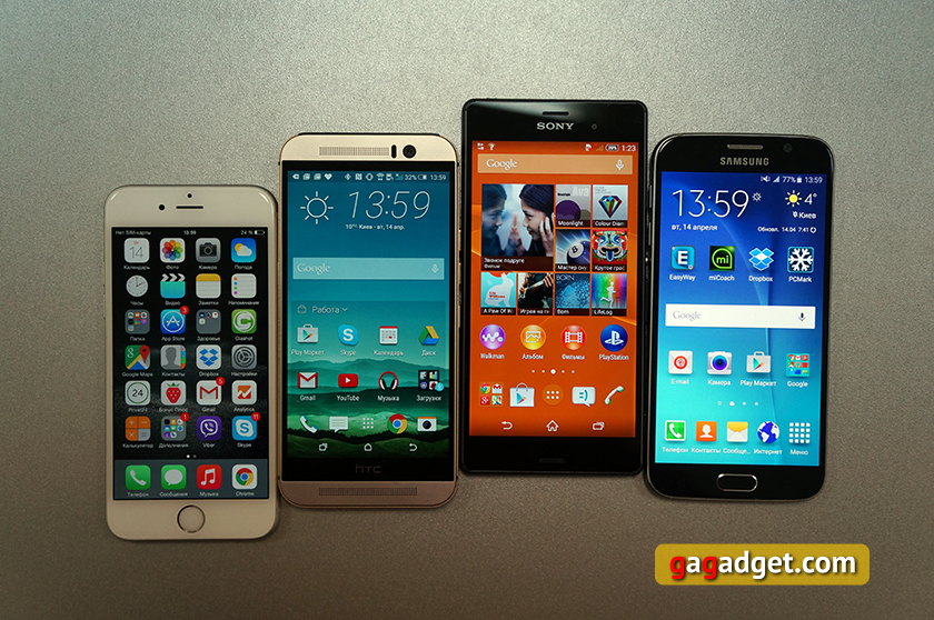 Кто на свете всех милее: Samsung Galaxy S6, iPhone 6, Sony Xperia Z3 или HTC One M9?