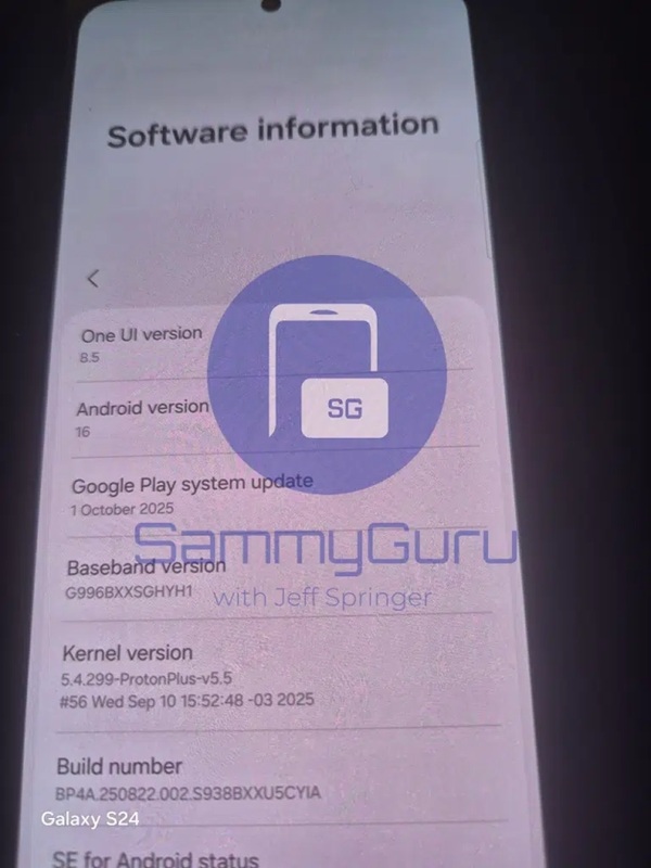 Galaxy S25 interface image