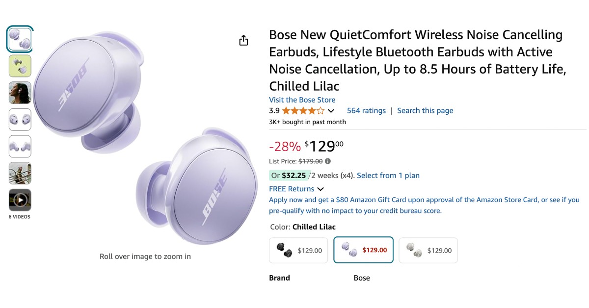 Bose New QuietComfort Wireless Noise Cancelling Earbuds