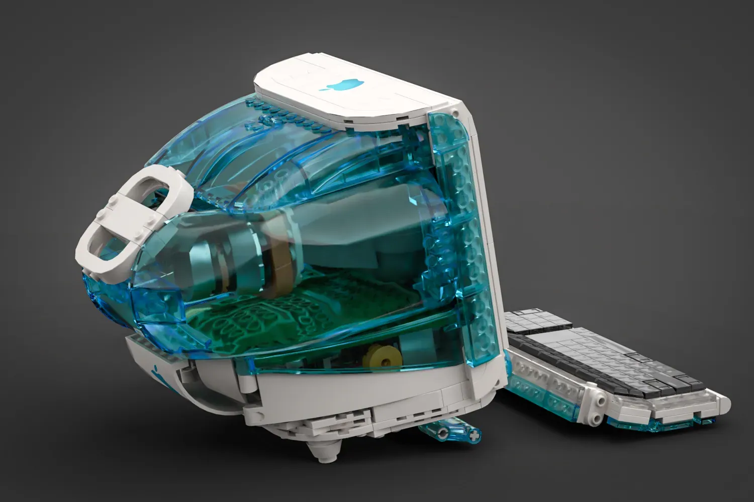 iMac G3 with hockey puck keyboard and mouse