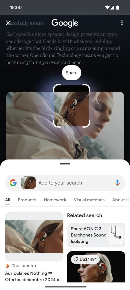 Circle to Search on the Nothing Phone screen