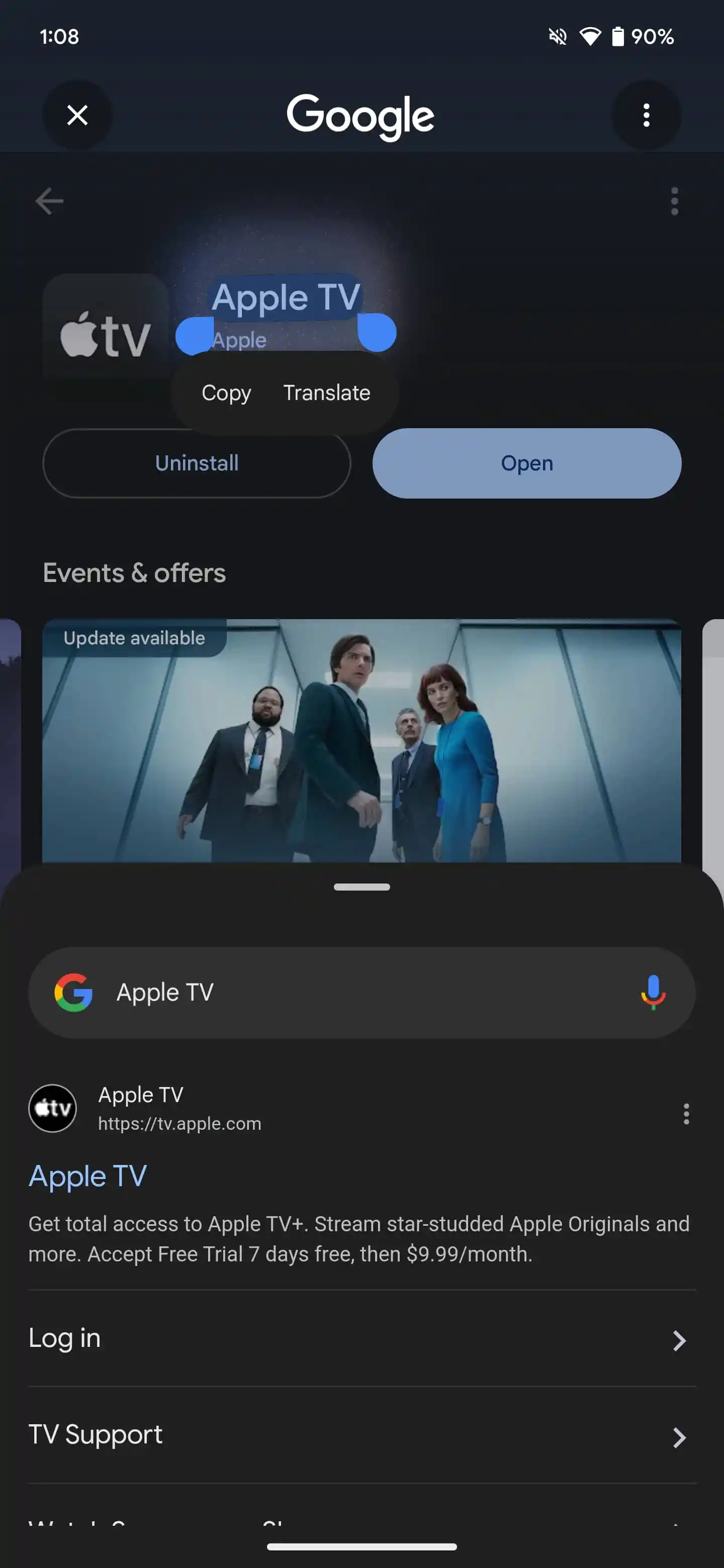 Old Circle to Search navigation