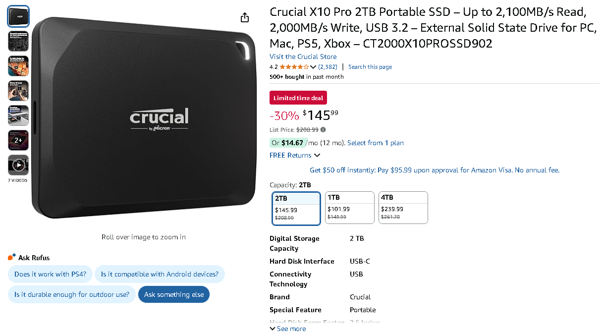 Crucial X10 Pro Portable SSD Screenshot of the Crucial X10 Pro Portable SSD