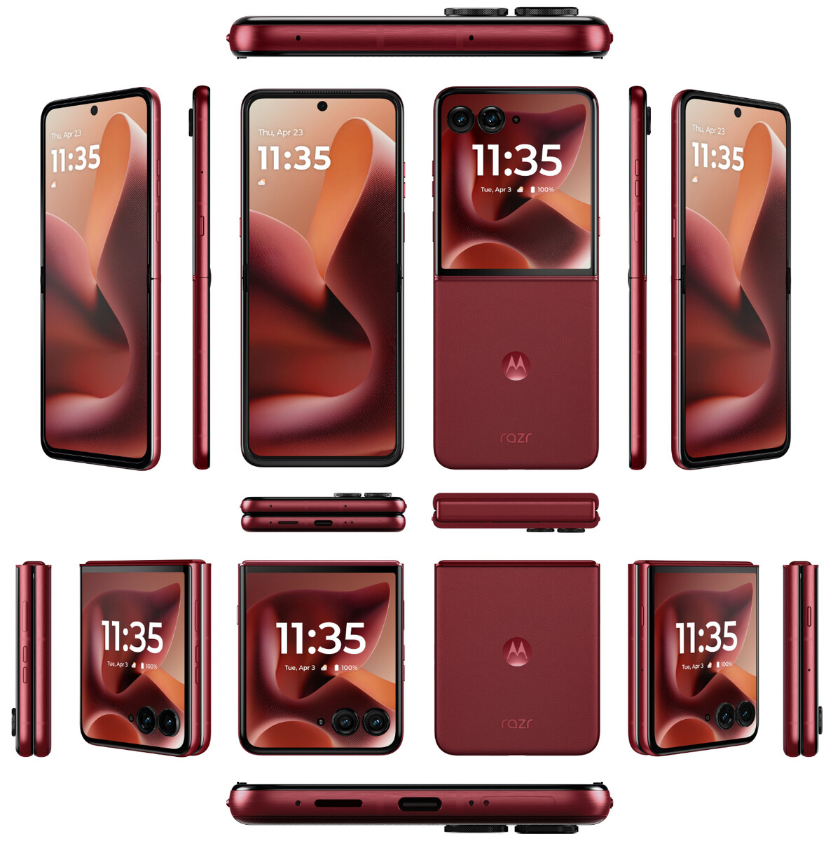 Motorola Razr 60 Ultra в кольорі Rio Red збоку