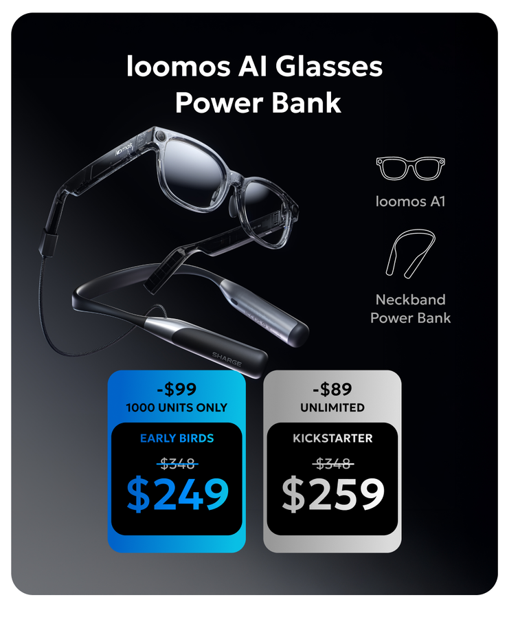 Sharge Loomos glasses and Neckband Powerbank