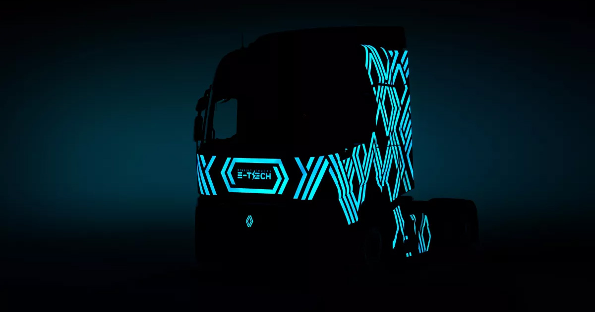 Camion Renault Trucks E-Tech Diamond Echo avec design original sur la cabine